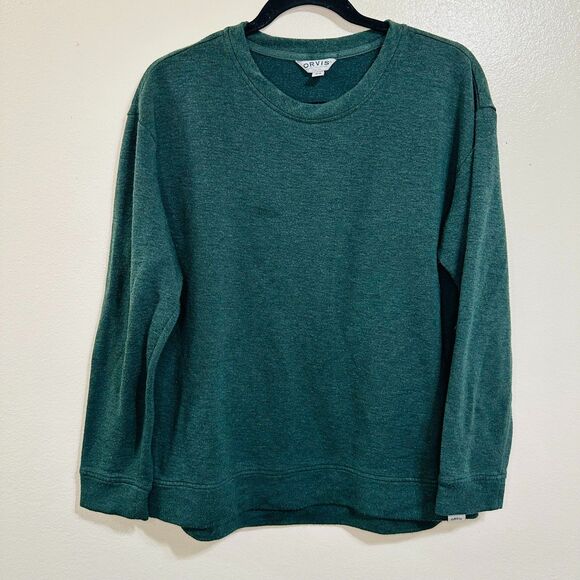 Orvis Men's Forrest Green Fleece Sweatshirt Size M Outdoors Casual Pullover - Picture 1 of 3